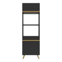 Paneleiro 2 Portas 63cm Para Forno E Microondas Veneza Multimóveis V3679 Preto/dourado Preto/dourado - 2