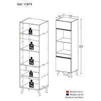 Paneleiro 2 Portas 63cm Para Forno E Microondas Veneza Multimóveis V3679 Preto/dourado Preto/dourado - 5