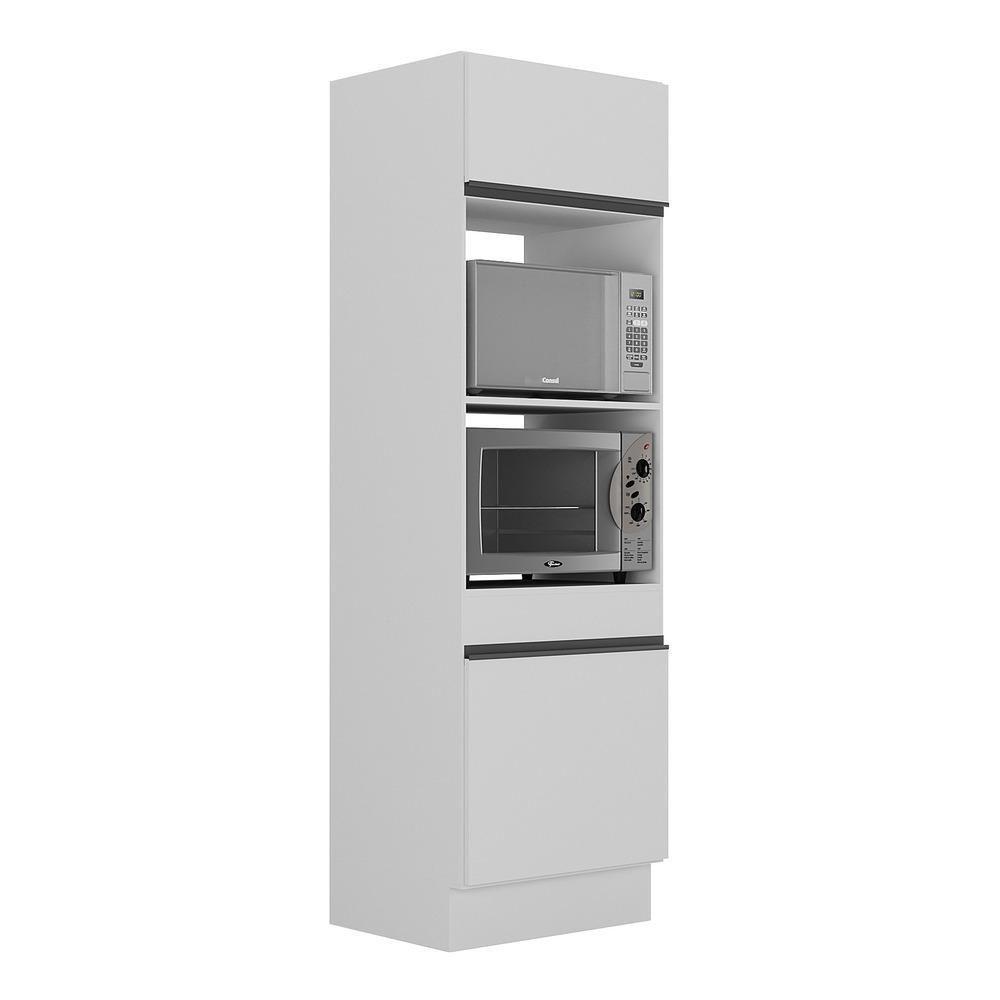 Paneleiro 2 Portas 63cm Com Rodapé Para Forno E Microondas Veneza Multimóveis V2116 Branco/preto Branco/preto - 1