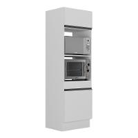 Paneleiro 2 Portas 63cm Com Rodapé Para Forno E Microondas Veneza Multimóveis V2116 Branco/preto Branco/preto - 1