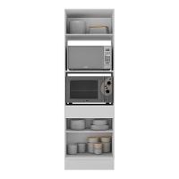 Paneleiro 2 Portas 63cm Com Rodapé Para Forno E Microondas Veneza Multimóveis V2116 Branco/preto Branco/preto - 3