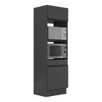 Paneleiro 2 Portas 63cm Com Rodapé Para Forno E Microondas Veneza Multimóveis V2116 Preto Preto - 1