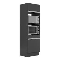 Paneleiro 2 Portas 63cm Com Rodapé Para Forno E Microondas Veneza Multimóveis V2116 Preto/branco Preto/branco - 1