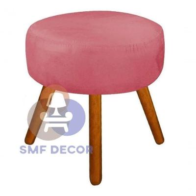 Puff Redondo Descanso Para Os Pés Com Pézinho Palito Smf Decor rosê