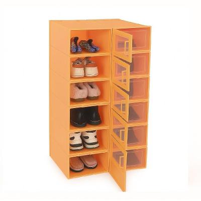 Kit Organizador Tenis Sapatos Salto 6 Caixas Empilhavel Abertura Frontal Luxo Closet Quarto Compacto