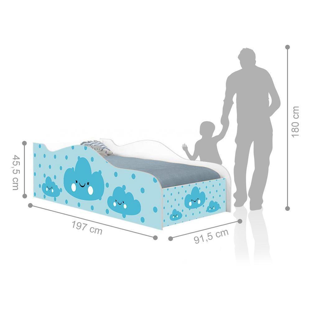 Cama Fun Nuvens Meninos Solteiro Com Colchão - 4