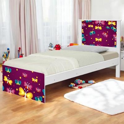 Cama Solteiro Com Cabeceira Adesivada Borboletas