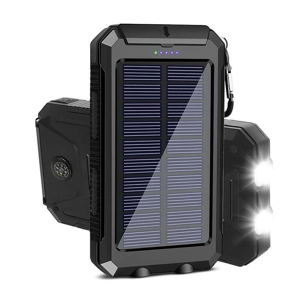 Carregador Portátil Power Bank Solar Usb Preto – Energia Sustentável Em Qualquer Lugar - 1