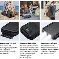 Carregador Portátil Power Bank Solar Usb Preto – Energia Sustentável Em Qualquer Lugar - 2