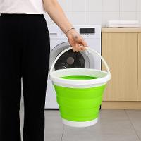 Balde Flexivel Silicone Dobravel Cesto Portátil Flash Mop 10l Grande Roupa Agua Gelo Multiuso Verde - 3