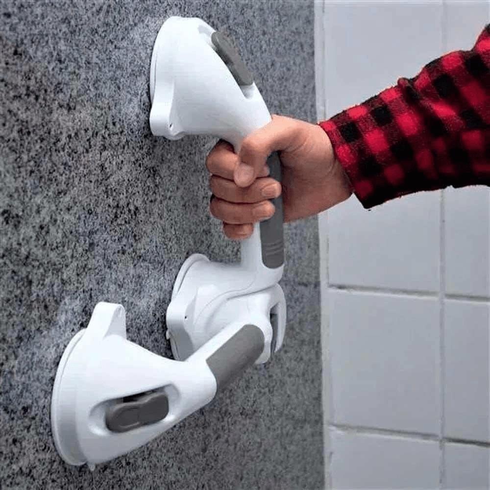 Barra Apoio Tripla Suporte Banheiro Deficiente 2 Em 1 Ventosas Resistente Alça Banho Idoso Ventosa - 4