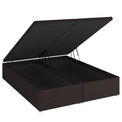 Base Baú Linho Marrom Super King (193x203x39) - Ortobom