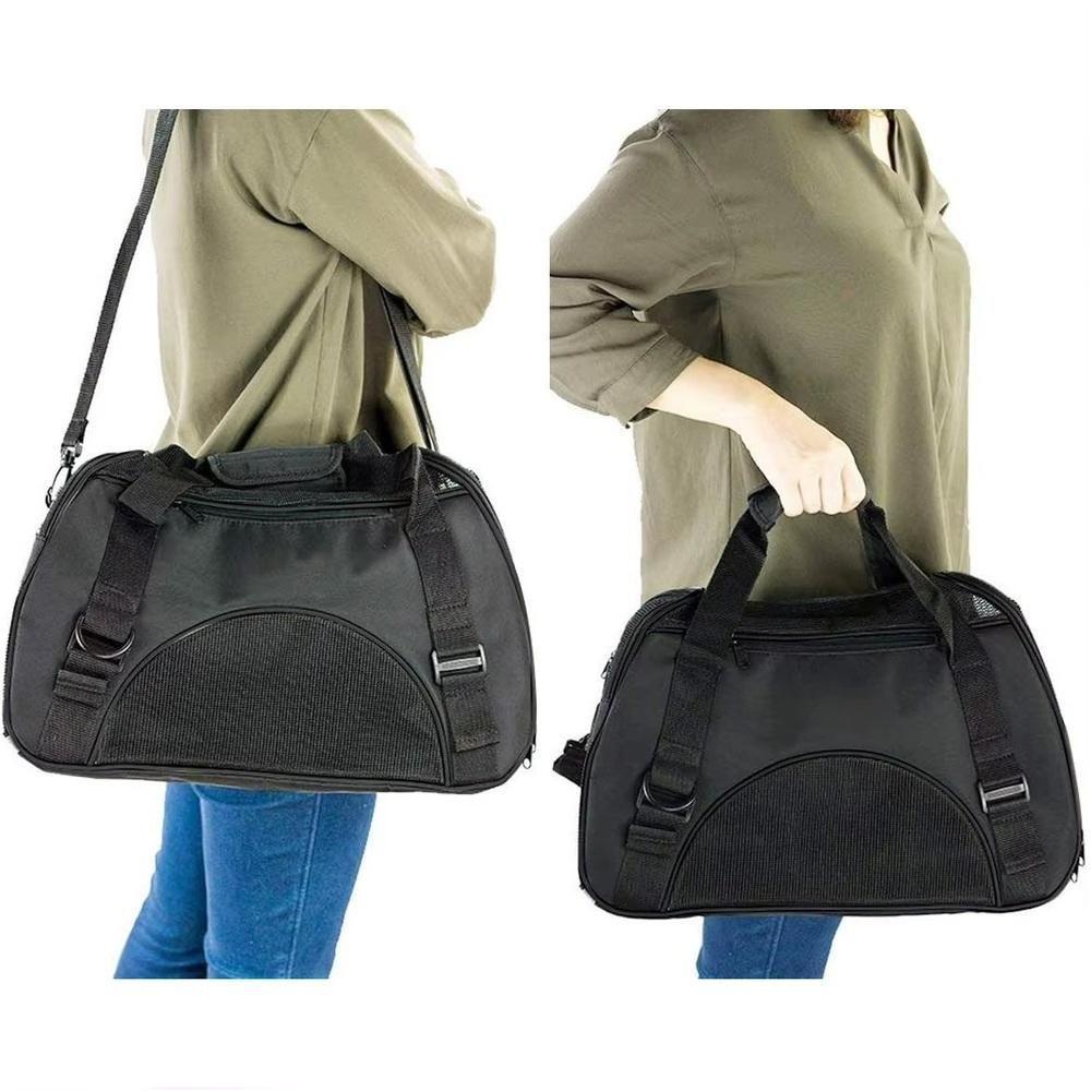 Mochila Pet Bolsa Transporte Cachorro Gato Canguru Caes Dobravel Mala Viagem Aviao Carro Preta - 4