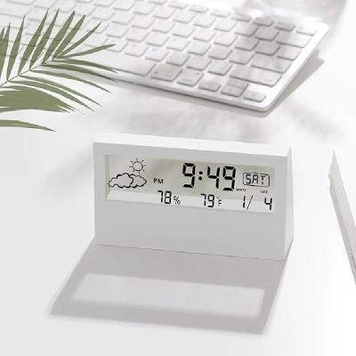 Relogio Mesa Despertador Digital Multifuncao Tela Transparente Lcd Iluminada Sensor Clima