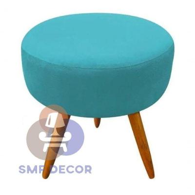 Puff Redondo Descanso Para Os Pés Com Pézinho Palito Smf Decor azul Turquesa
