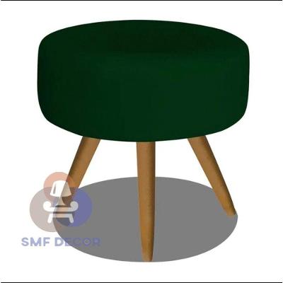 Puff Redondo Descanso Para Os Pés Com Pézinho Palito Smf Decor verde Veludo