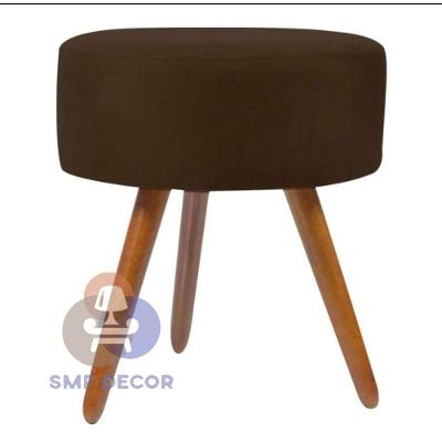 Puff Redondo Descanso Para Os Pés Com Pézinho Palito Smf Decor marrom