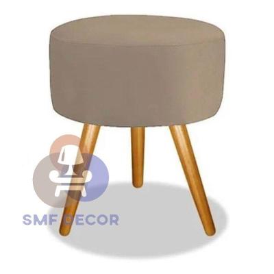 Puff Redondo Descanso Para Os Pés Com Pézinho Palito Smf Decor capuccino