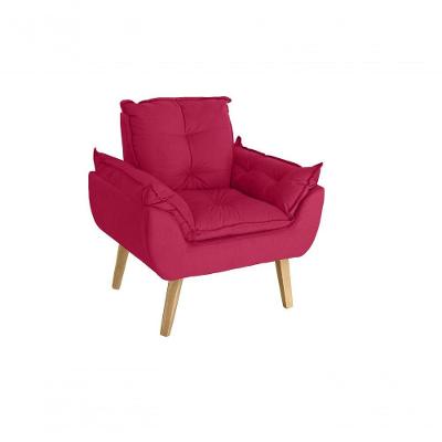 Poltrona Cadeira Glamour Com Pés Quadrado vermelho
