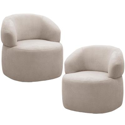 Kit 2 Poltronas Giratórias Carmen F04 Sala Living Veludo Bege Lyam Decor