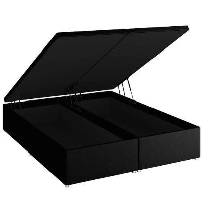 Base Baú Linho Preto Super King (193x203x39) - Ortobom