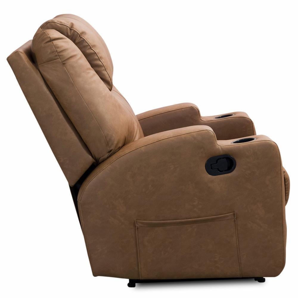 Poltrona Do Papai Retrátil Reclinável Com Porta-copos Celina F04 Couríssimo Marrom - Lyam Decor - 6