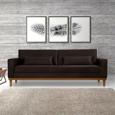 Sofá Living 2,20Mt C/ 2 Almofadas Marrom