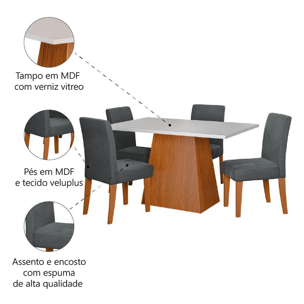 Conjunto Sala De Jantar Mesa 1,36m Trento 4 Cadeiras Trieste Dobuê Madeirado/grafite - 5