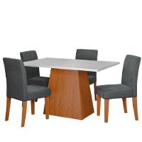 Conjunto Sala De Jantar Mesa 1,36m Trento 4 Cadeiras Trieste Dobuê Madeirado/grafite - 1