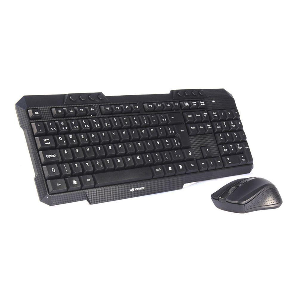 Kit Wireless C3tech K-w10bk Teclado E Mouse Multimídia Abnt2 1000 Dpi ? Preto - 1