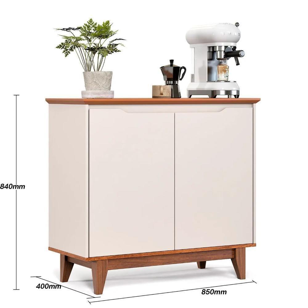 Aparador Buffet Balcão 2 Com Gaveta Portas Estoril Off Freijo - 2