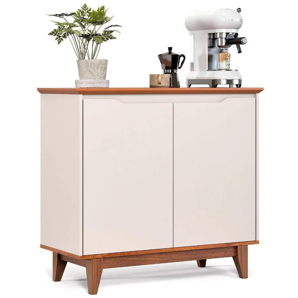 Aparador Buffet Balcão 2 Com Gaveta Portas Estoril Off Freijo - 3