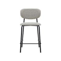 Banqueta Alta Manuela Estofada Cinza Base Reforçada Em Aço Waw Design - 2