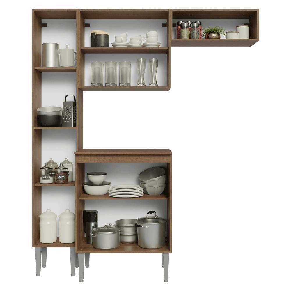 Armário De Cozinha Compacta 156 Cm Rustic Emilly Madesa 03 Rustic - 5