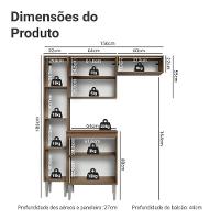 Armário De Cozinha Compacta 156 Cm Rustic Emilly Madesa 03 Rustic - 3