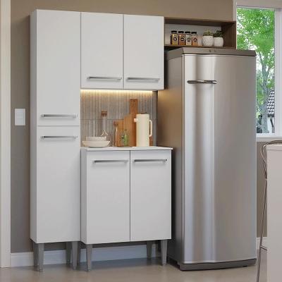 Armário de Cozinha Compacta Emilly 6 Portas 1 Gaveta MDF 156 cm Branco Rustic