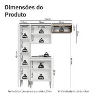 Armário De Cozinha Compacta 156 Cm Emilly Madesa 03 Branco/rustic - 3