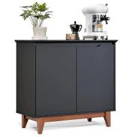 Aparador Buffet Balcão 2 Com Gaveta Portas Estoril Preto - 3