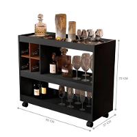 Aparador Adega Dallas Preto-nature Com Rodízios - 3