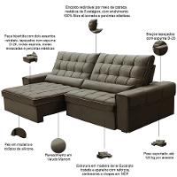 Sofá Retrátil Reclinável Para Sala 4 Lugares 290cm Nebrasca F04 Veludo Marrom - Lyam Decor - 3