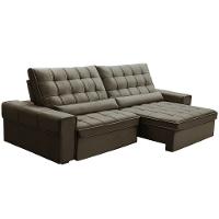 Sofá Retrátil Reclinável Para Sala 4 Lugares 290cm Nebrasca F04 Veludo Marrom - Lyam Decor - 5