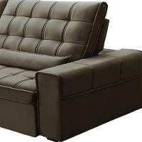 Sofá Retrátil Reclinável Para Sala 4 Lugares 290cm Nebrasca F04 Veludo Marrom - Lyam Decor - 6