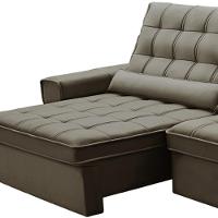 Sofá Retrátil Reclinável Para Sala 4 Lugares 290cm Nebrasca F04 Veludo Marrom - Lyam Decor - 7