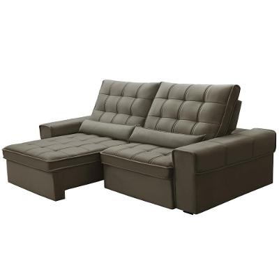 Sofá Retrátil Reclinável Para Sala 3 Lugares 250cm Nebrasca F04 Veludo Marrom - Lyam Decor