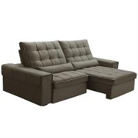 Sofá Retrátil Reclinável Para Sala 3 Lugares 250cm Nebrasca F04 Veludo Marrom - Lyam Decor