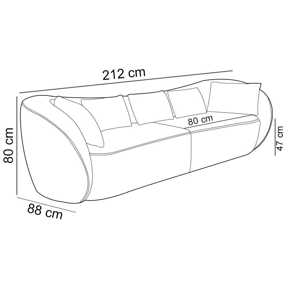 Sofá 3 Lugares Para Sala Living Orgânico 212cm Eça P08 Linho Itacaré Bege - Lyam Decor - 5