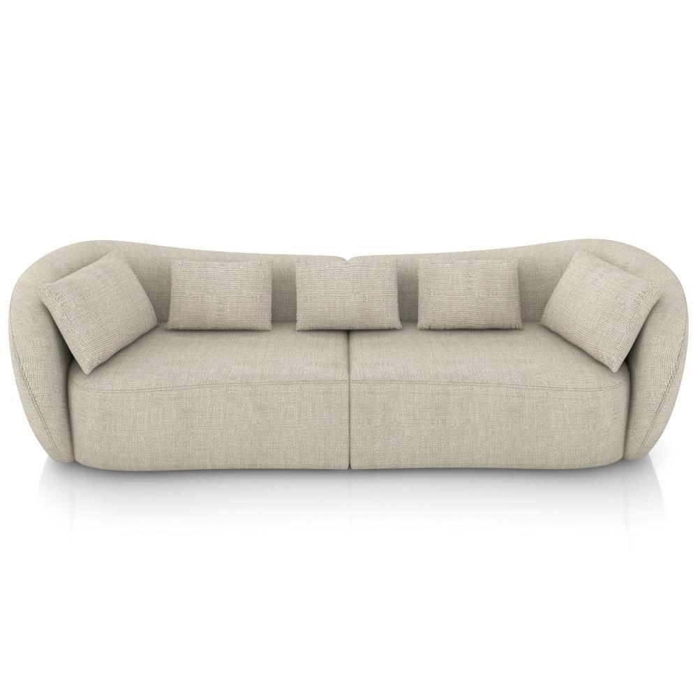 Sofá 3 Lugares Para Sala Living Orgânico 212cm Eça P08 Linho Itacaré Bege - Lyam Decor - 7