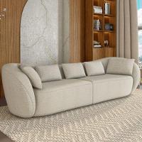 Sofá 3 Lugares Para Sala Living Orgânico 212cm Eça P08 Linho Itacaré Bege - Lyam Decor - 2