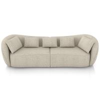 Sofá 3 Lugares Para Sala Living Orgânico 212cm Eça P08 Linho Itacaré Bege - Lyam Decor - 7