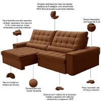 Sofá Retrátil Reclinável Para Sala 4 Lugares 290cm Nebrasca F04 Veludo Terracota - Lyam Decor - 3